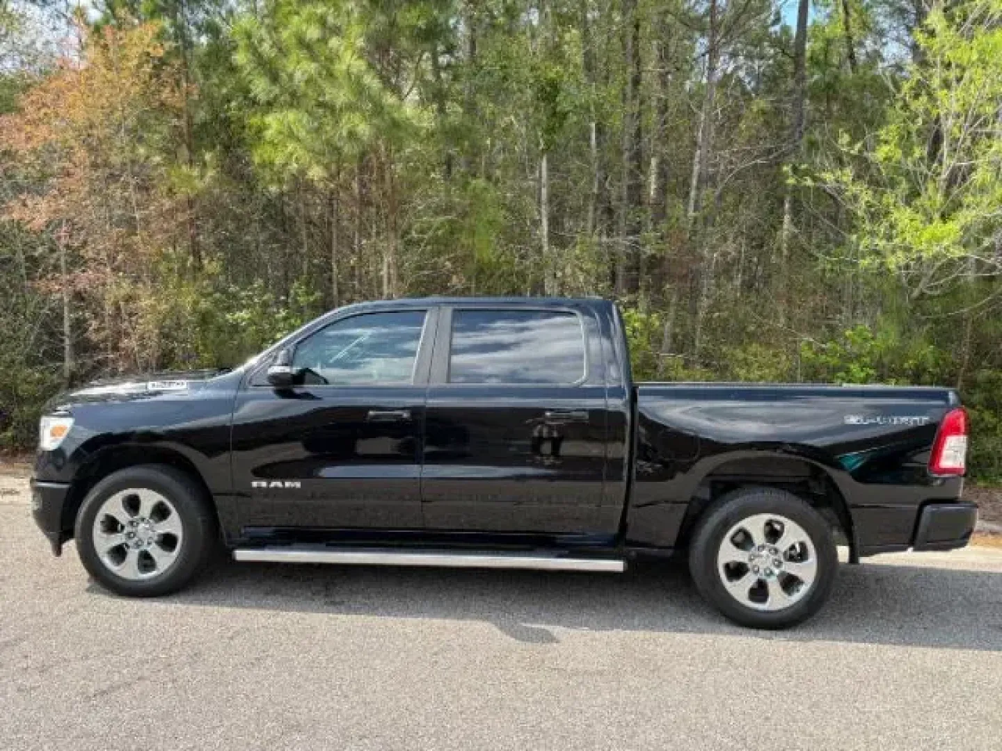 2020 /Black, premium cloth Ram 1500 Big Horn Crew Cab SWB 2WD (1C6RREFT7LN) with an 5.7L V8 OHV 16V engine, 8-Speed Automatic transmission, located at 9146 Ocean Hwy West, Calabash, NC, 28467, (910) 579-1110, 33.928635, -78.576157 - 2020 Ram 1500 Big Horn Crew Cab SWB 2WD - Photo#1